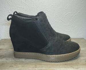 Söfft Slayton Boots Womens 8 Black Leather Suede Casual Wedge Ankle Booties EUC